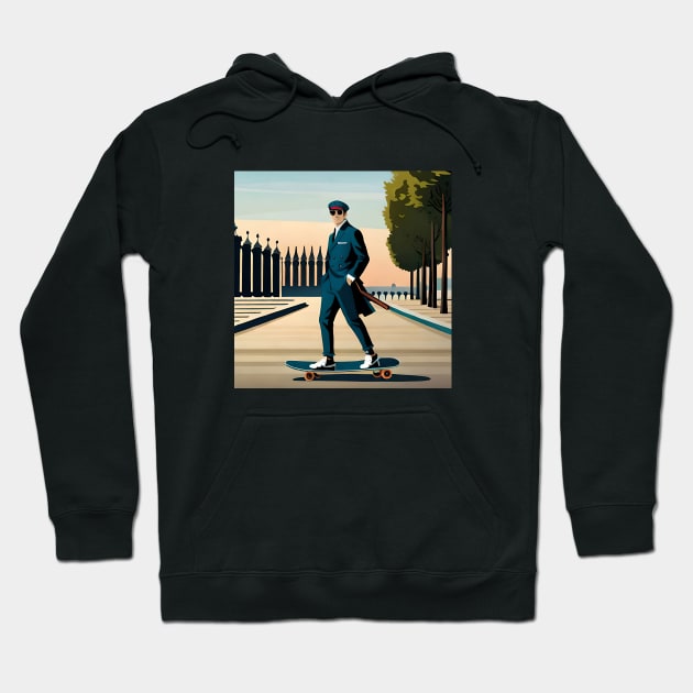 Napolean On a Skateboard - Historical Pop Culture Hoodie by DanDesigns